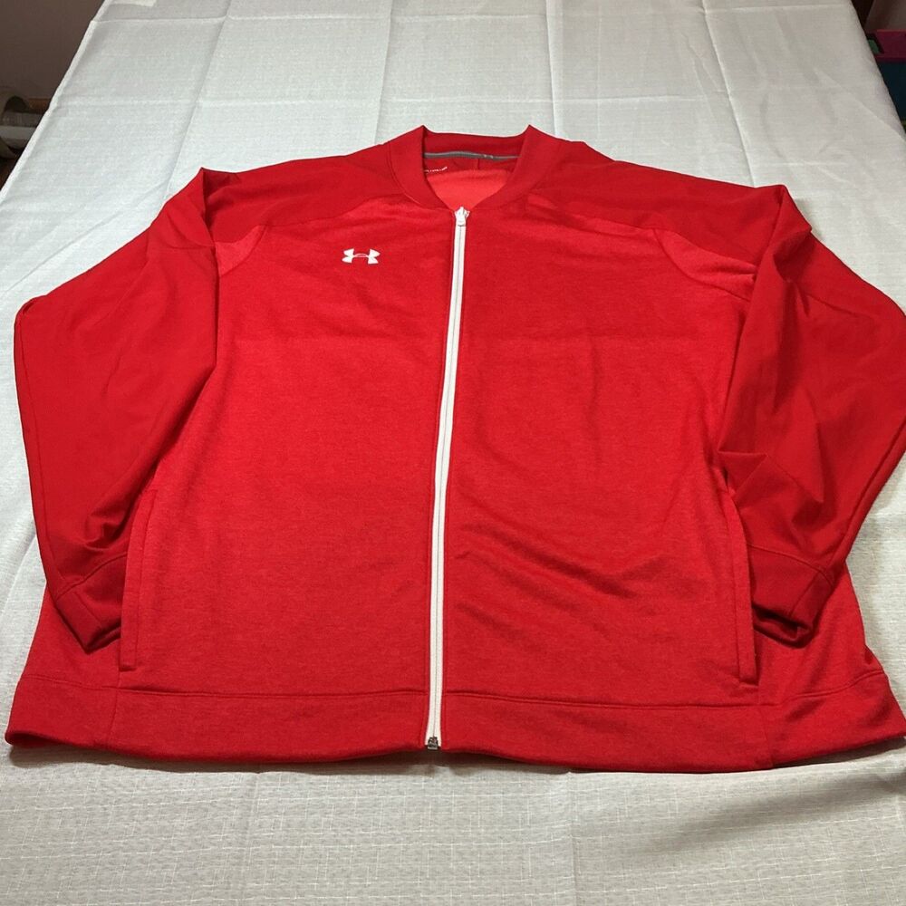 Under Armour ColdGear Full Zip Track Jacket Red 3XL Loose Fit Men's Pockets